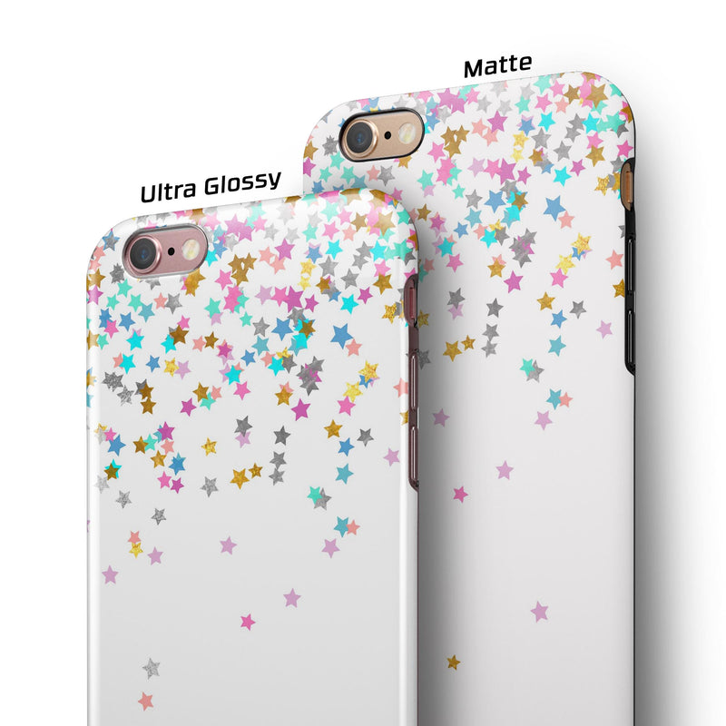 Multicolor Birthday Stars Over White  iPhone 6/6s or 6/6s Plus 2-Piece Hybrid INK-Fuzed Case