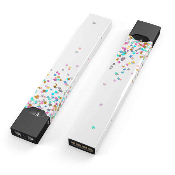 Multicolor Birthday Stars Over White  - Premium Decal Protective Skin-Wrap Sticker compatible with the Juul Labs vaping device