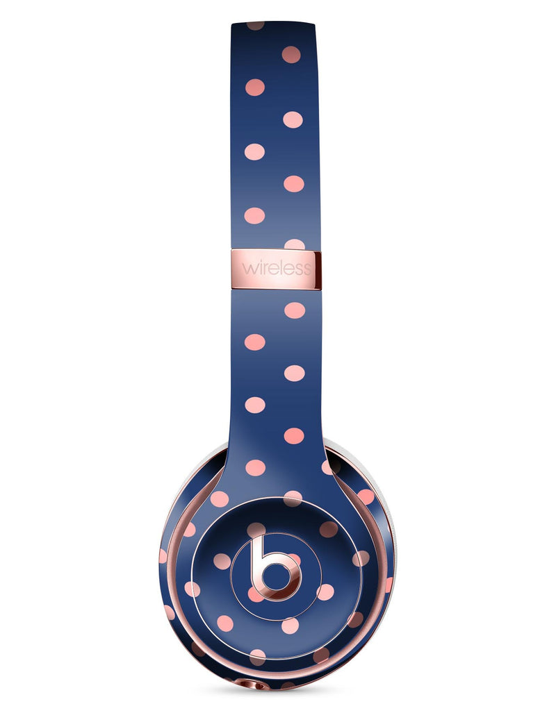 Multicolor Coral Dots Over Navy Blue Pattern 2 Full-Body Skin Kit for the Beats by Dre Solo 3 Wireless Headphones