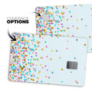 Multicolor Falling Blocks Over Blue - Premium Protective Decal Skin-Kit for the Apple Credit Card