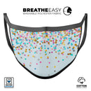 Multicolor Falling Blocks Over Blue - Made in USA Mouth Cover Unisex Anti-Dust Cotton Blend Reusable & Washable Face Mask with Adjustable Sizing for Adult or Child