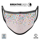 Multicolor Falling Stars Over Pink - Made in USA Mouth Cover Unisex Anti-Dust Cotton Blend Reusable & Washable Face Mask with Adjustable Sizing for Adult or Child