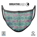 Multicolor Grunge Tribal Pattern - Made in USA Mouth Cover Unisex Anti-Dust Cotton Blend Reusable & Washable Face Mask with Adjustable Sizing for Adult or Child