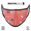 Multicolor Twigs and Eggs Over Coral - Made in USA Mouth Cover Unisex Anti-Dust Cotton Blend Reusable & Washable Face Mask with Adjustable Sizing for Adult or Child