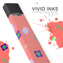 Multicolor Twigs and Eggs Over Coral - Premium Decal Protective Skin-Wrap Sticker compatible with the Juul Labs vaping device