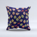 Multicolored Leaves Pattern v32 ink-Fuzed Decorative Throw Pillow