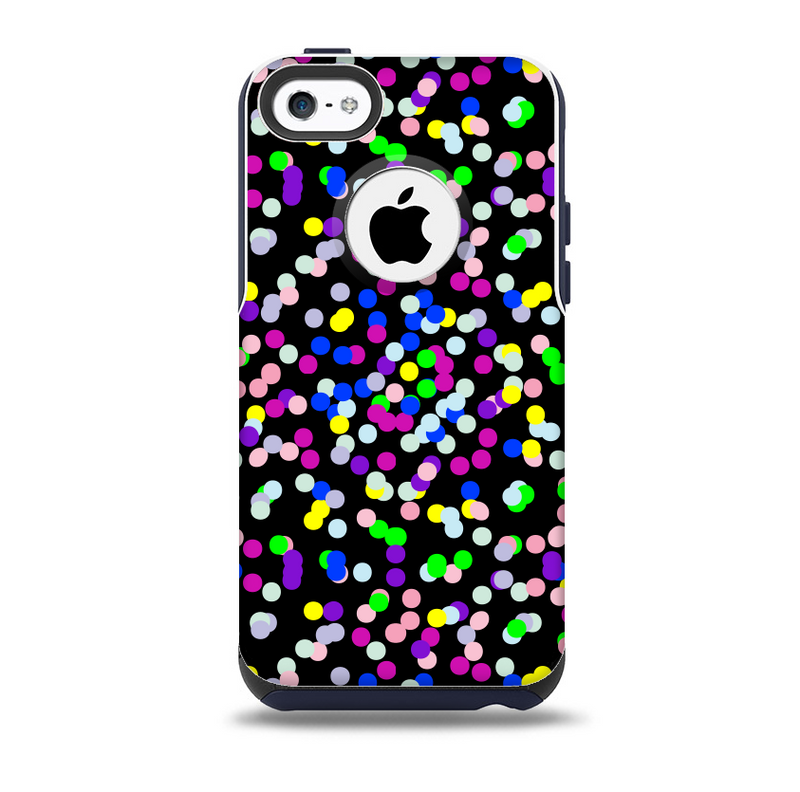 Multicolored Polka with Black Background Skin for the iPhone 5c OtterBox Commuter Case