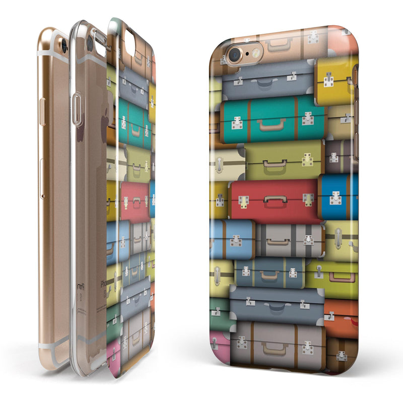 Multicolored Traveling Suitcases iPhone 6/6s or 6/6s Plus 2-Piece Hybrid INK-Fuzed Case