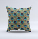 Multiple Peacock Feather Pattern ink-Fuzed Decorative Throw Pillow