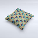Multiple Peacock Feather Pattern ink-Fuzed Decorative Throw Pillow