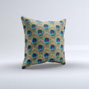 Multiple Peacock Feather Pattern ink-Fuzed Decorative Throw Pillow