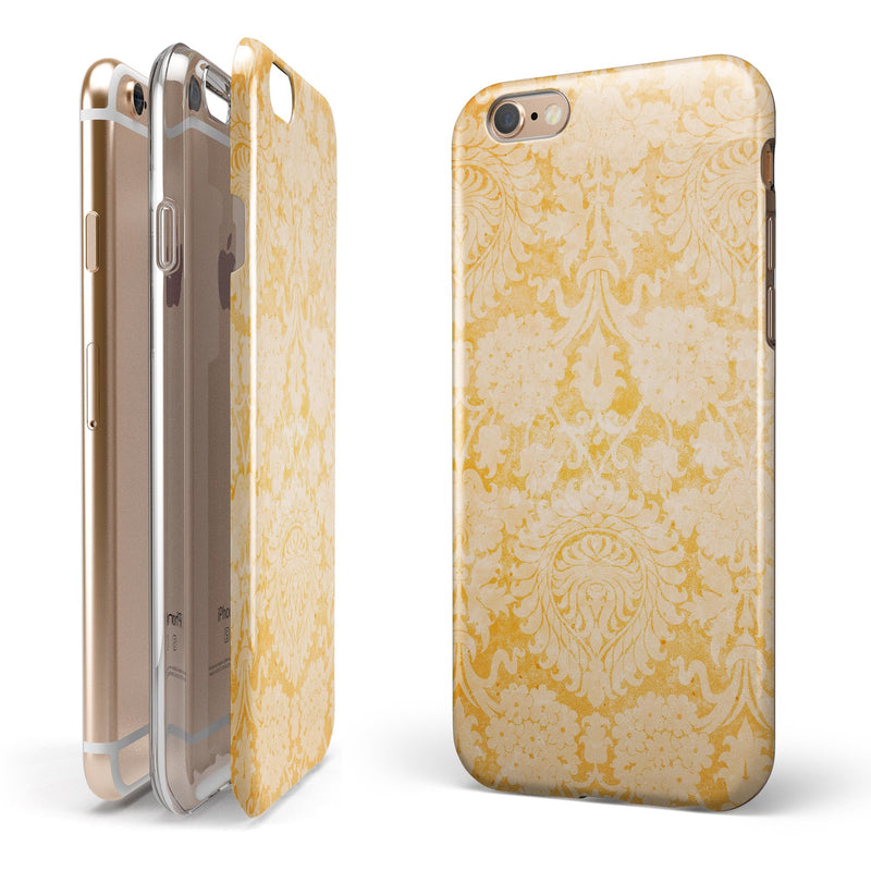 Mustard Yellow Cauliflower Damask Pattern iPhone 6/6s or 6/6s Plus 2-Piece Hybrid INK-Fuzed Case