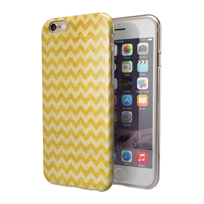 Mustard Yellow Chevron Pattern iPhone 6/6s or 6/6s Plus 2-Piece Hybrid INK-Fuzed Case