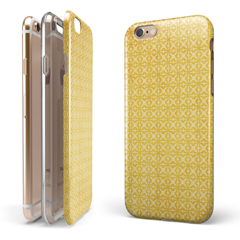 Mustard Yellow Cross Pattern iPhone 6/6s or 6/6s Plus 2-Piece Hybrid INK-Fuzed Case