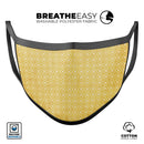 Mustard Yellow Cross Pattern - Made in USA Mouth Cover Unisex Anti-Dust Cotton Blend Reusable & Washable Face Mask with Adjustable Sizing for Adult or Child