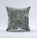 Nailed Mossy Wooden Planks ink-Fuzed Decorative Throw Pillow