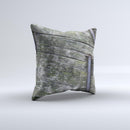 Nailed Mossy Wooden Planks ink-Fuzed Decorative Throw Pillow