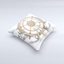 Nautical Captain's Wheel with anchors ink-Fuzed Decorative Throw Pillow
