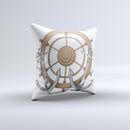 Nautical Captain's Wheel with anchors ink-Fuzed Decorative Throw Pillow