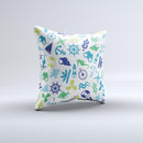 Nautical Vector Shapes Ink-Fuzed Decorative Throw Pillow