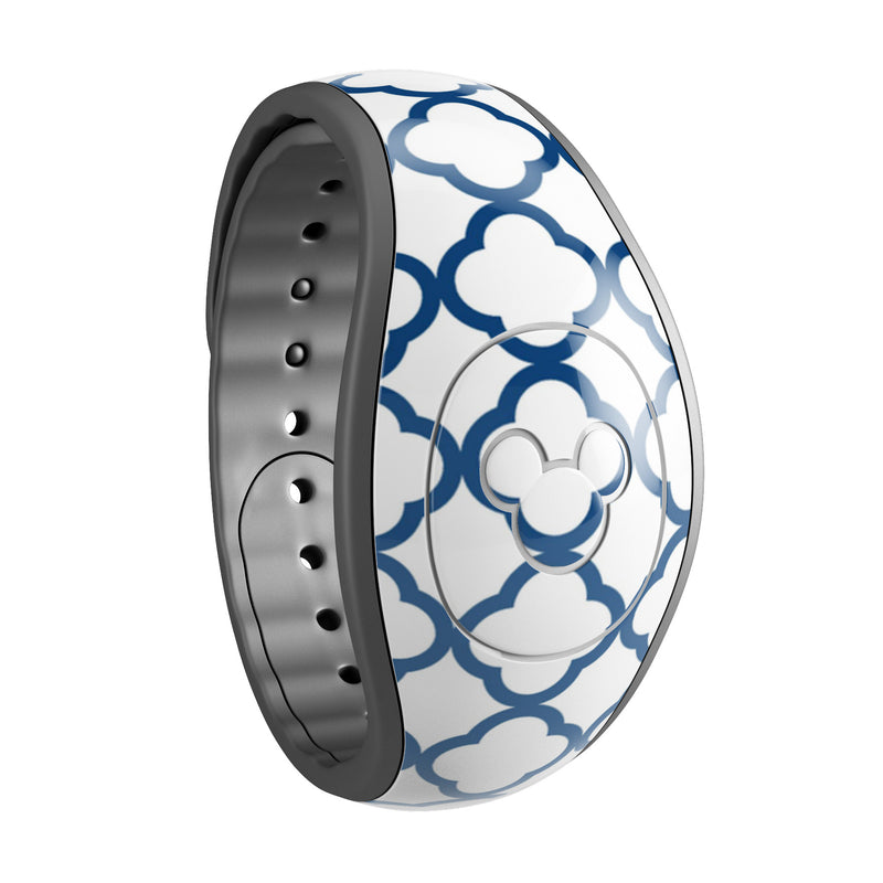 Navy & White Seamless Morocan Pattern V2 - Decal Skin Wrap Kit for the Disney Magic Band