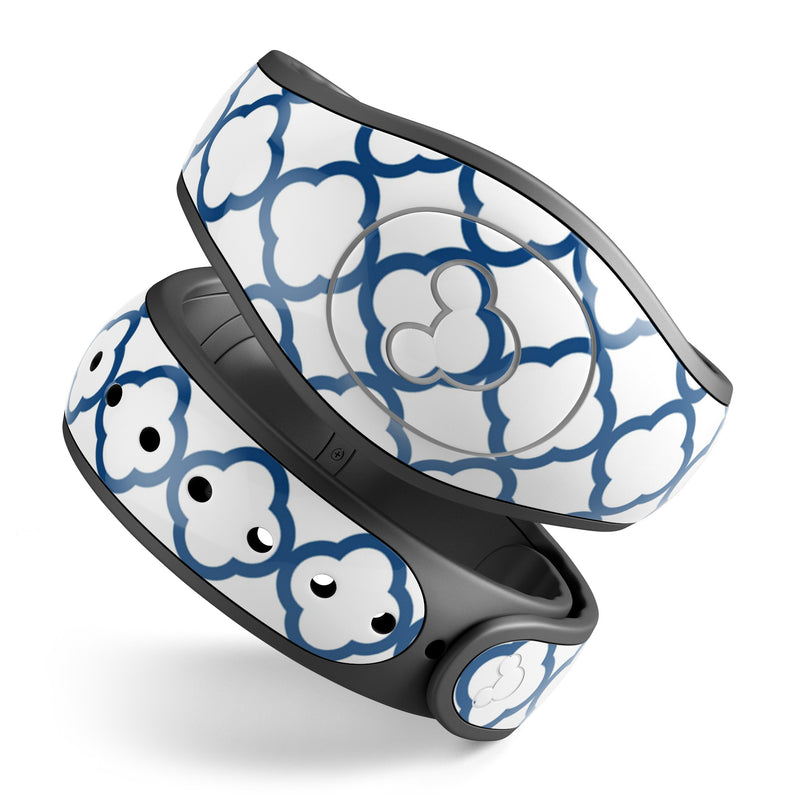 Navy & White Seamless Morocan Pattern V2 - Decal Skin Wrap Kit for the Disney Magic Band