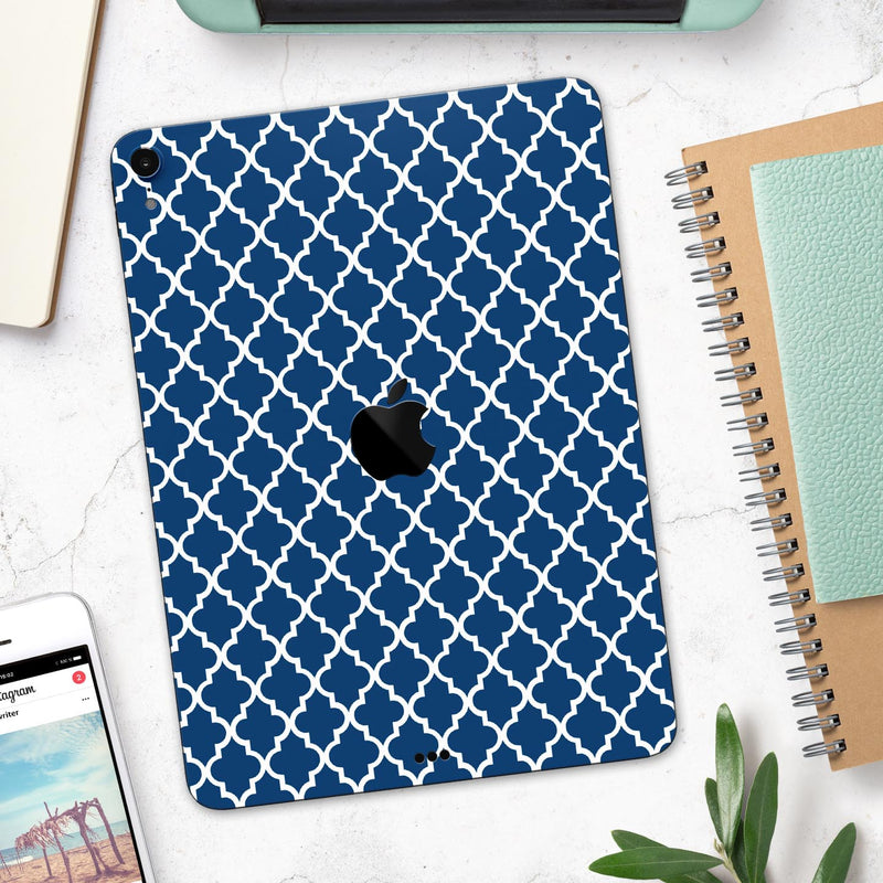 Navy & White Seamless Morocan Pattern V2 - Full Body Skin Decal for the Apple iPad Pro 12.9", 11", 10.5", 9.7", Air or Mini (All Models Available)