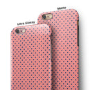 Navy Blue Micro Polka Dots Over Coral iPhone 6/6s or 6/6s Plus 2-Piece Hybrid INK-Fuzed Case