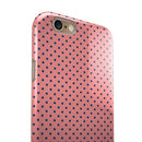 Navy Blue Micro Polka Dots Over Coral iPhone 6/6s or 6/6s Plus 2-Piece Hybrid INK-Fuzed Case