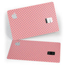 Navy Blue Micro Polka Dots Over Coral - Premium Protective Decal Skin-Kit for the Apple Credit Card