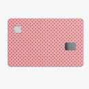 Navy Blue Micro Polka Dots Over Coral - Premium Protective Decal Skin-Kit for the Apple Credit Card