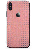 Navy Blue Micro Polka Dots Over Coral - iPhone X Skin-Kit