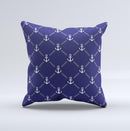 Navy Blue & White Seamless Anchor Pattern ink-Fuzed Decorative Throw Pillow