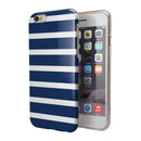 Navy Blue and White Horizontal Stripes iPhone 6/6s or 6/6s Plus 2-Piece Hybrid INK-Fuzed Case