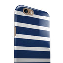 Navy Blue and White Horizontal Stripes iPhone 6/6s or 6/6s Plus 2-Piece Hybrid INK-Fuzed Case