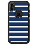 Navy Blue and White Horizontal Stripes - iPhone X OtterBox Case & Skin Kits