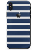 Navy Blue and White Horizontal Stripes - iPhone X Skin-Kit
