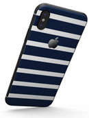 Navy Blue and White Horizontal Stripes - iPhone X Skin-Kit