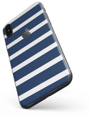 Navy Blue and White Horizontal Stripes - iPhone X Skin-Kit