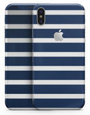 Navy Blue and White Horizontal Stripes - iPhone X Skin-Kit