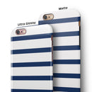 Navy Blue and White Stripes iPhone 6/6s or 6/6s Plus 2-Piece Hybrid INK-Fuzed Case