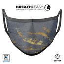 Navy Gold Foil v1 - Made in USA Mouth Cover Unisex Anti-Dust Cotton Blend Reusable & Washable Face Mask with Adjustable Sizing for Adult or Child