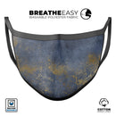 Navy Gold Foil v6 - Made in USA Mouth Cover Unisex Anti-Dust Cotton Blend Reusable & Washable Face Mask with Adjustable Sizing for Adult or Child