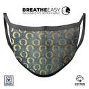 Navy Gold Foil v9 - Made in USA Mouth Cover Unisex Anti-Dust Cotton Blend Reusable & Washable Face Mask with Adjustable Sizing for Adult or Child