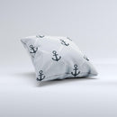 Navy & Gray Vintage Solid Color Anchor Linked Ink-Fuzed Decorative Throw Pillow