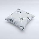 Navy & Gray Vintage Solid Color Anchor Linked Ink-Fuzed Decorative Throw Pillow