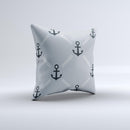 Navy & Gray Vintage Solid Color Anchor Linked Ink-Fuzed Decorative Throw Pillow