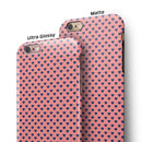 Navy Micro Hearts Over Coral Pattern iPhone 6/6s or 6/6s Plus 2-Piece Hybrid INK-Fuzed Case