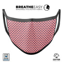 Navy Micro Hearts Over Coral Pattern - Made in USA Mouth Cover Unisex Anti-Dust Cotton Blend Reusable & Washable Face Mask with Adjustable Sizing for Adult or Child