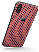 Navy Micro Hearts Over Coral Pattern - iPhone X Skin-Kit